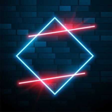 shiny glowing neon frame with text spaceのイラスト素材