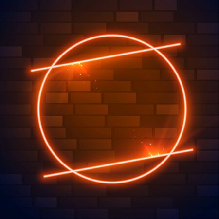 circle brown or orange neon frame with text spaceのイラスト素材