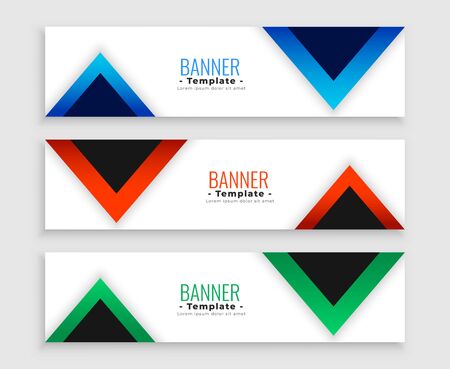 geometric triangle modern banners set of threeのイラスト素材