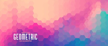 colorful hexagonal pattern modern wide banner designのイラスト素材