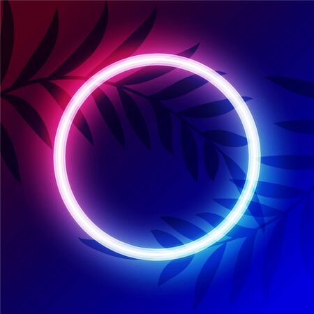 vibrant neon circle light frame with text spaceのイラスト素材