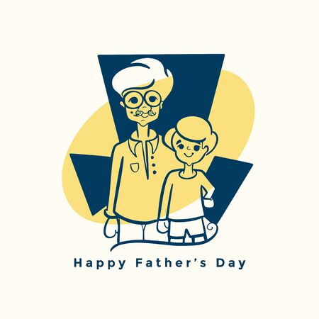 happy fathers day card design with dad and sonのイラスト素材