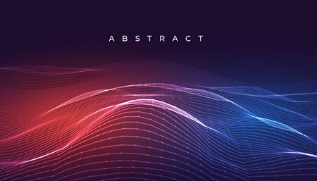 digital glowing abstract wavy lines background designのイラスト素材