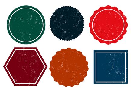 six empty grunge distressed stamps empty labelsのイラスト素材