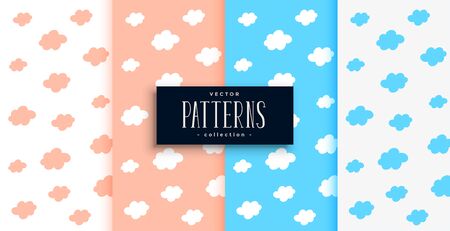 clouds pattern set in pink and blue shadesのイラスト素材