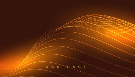 glowing golden wavy lines abstract background designのイラスト素材
