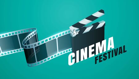 cinema film festival background with open clapper board designのイラスト素材