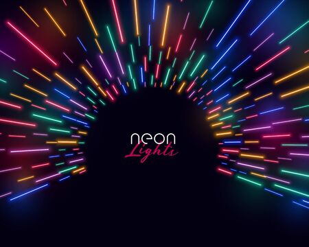 neon lights led colorful burst light backgroundのイラスト素材