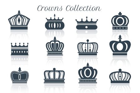 black crown symbols set of twelve designのイラスト素材