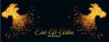 eid al adha mubarak banner with sparkling goat designのイラスト素材