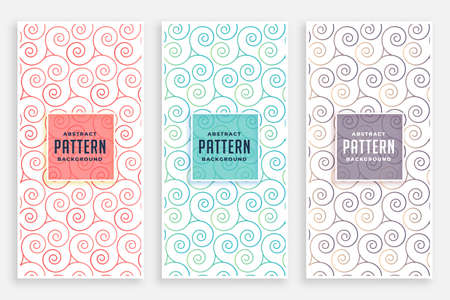 swirly patterns set of three colors designのイラスト素材