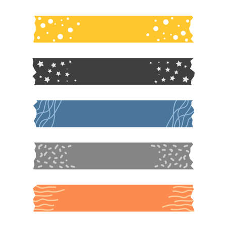 torn scrapbook tape or paper ribbon setのイラスト素材