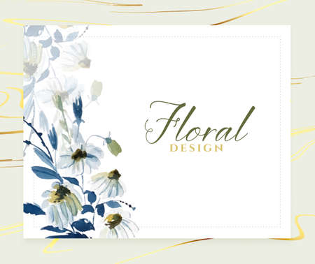 elegant watercolor blue floral card design templateのイラスト素材