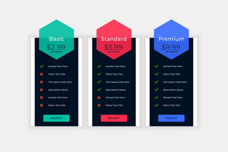 web pricing table with plan details designのイラスト素材