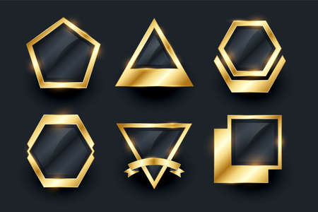 set of golden empty badges and labels designのイラスト素材