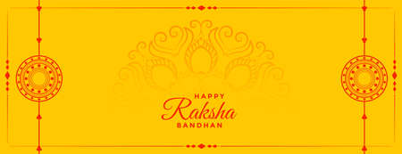 raksha bandhan yellow banner with text spaceのイラスト素材