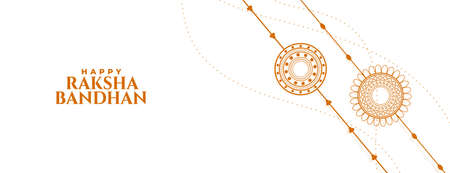 elegant white raksha bandhan banner with two rakhiのイラスト素材