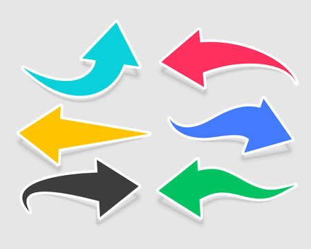 six arrow stickers in different colors