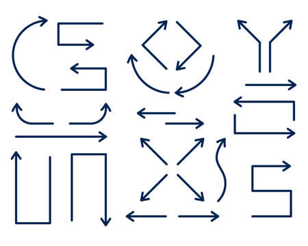 set of directional arrows in thin line style