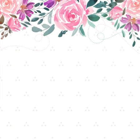 watercolor rose flower decorative background with text spaceのイラスト素材