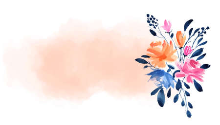 watercolor flower background with space for textのイラスト素材