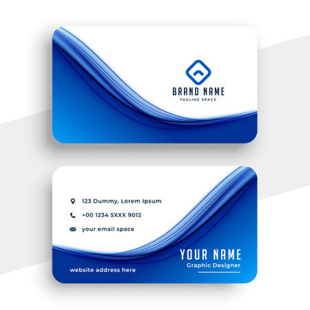 abstract blue wave business card template designのイラスト素材