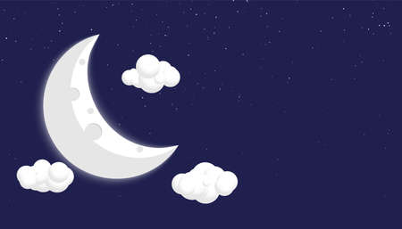 comic style moon stars and clouds background designのイラスト素材