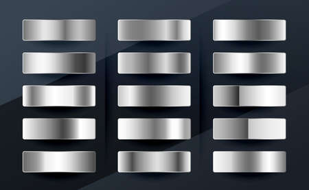 silver chrome platinum or aluminium metallic gradients setのイラスト素材