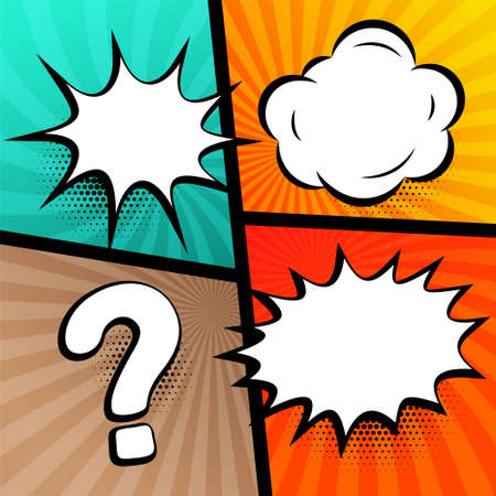 chat bubbles expressions set in comic book styleのイラスト素材