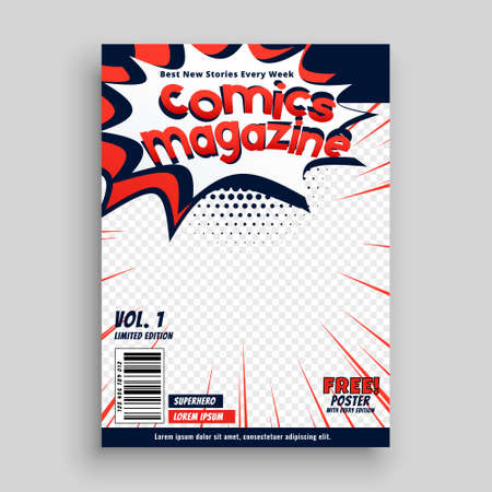 comic magazine cover page template designのイラスト素材