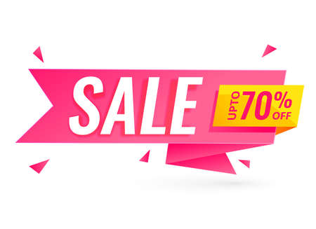 ribbon style sale banner with offer detailsのイラスト素材
