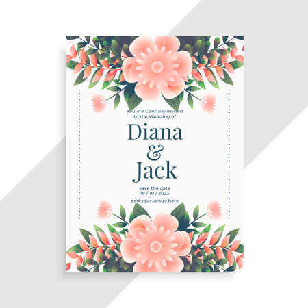 lovely floral flower decorative wedding card templateのイラスト素材