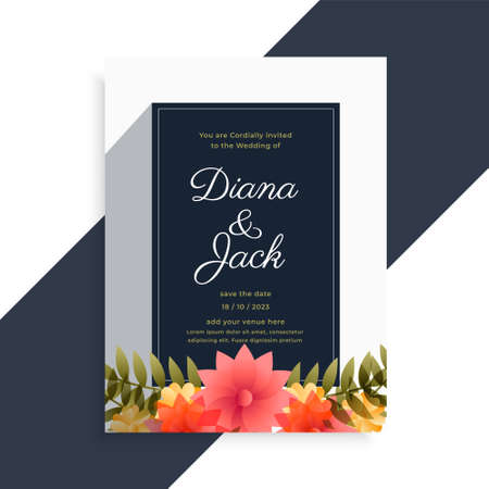 elegant wedding invitation flower decorative card designのイラスト素材