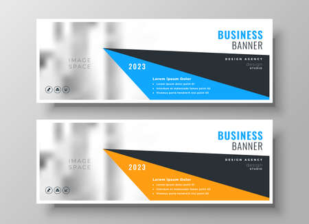 wide geometric business corporate banners set of twoのイラスト素材