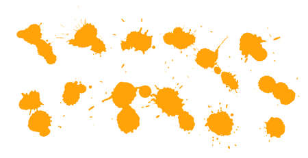yellow ink drop splatter texture set designのイラスト素材