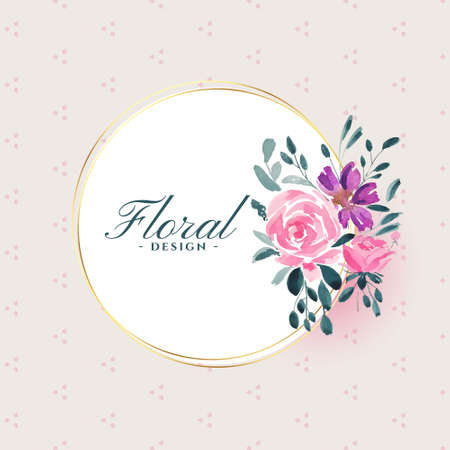 watercolor floral flower on white frame backgroundのイラスト素材