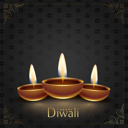 happy diwali festival diya decorative background designのイラスト素材