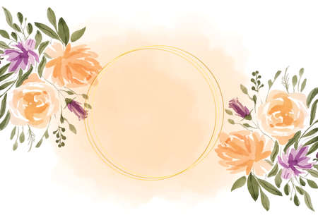 lovely watercolor flowers frame with text spaceのイラスト素材