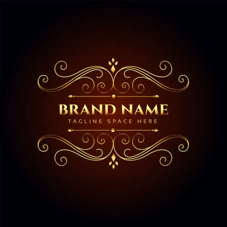 luxury brand name golden floral logo concept designのイラスト素材