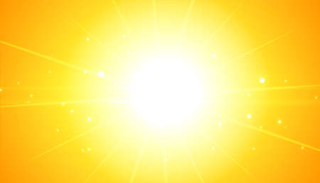 yellow background with glowing flare light raysのイラスト素材