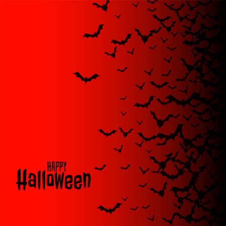 red happy halloween background with flying batsのイラスト素材