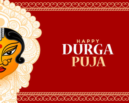 navratri durga pooja festival card background designのイラスト素材