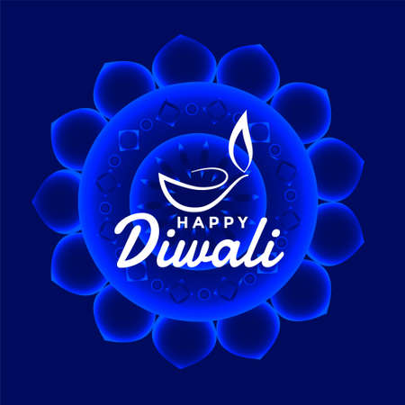 happy diwali blue festival card designのイラスト素材