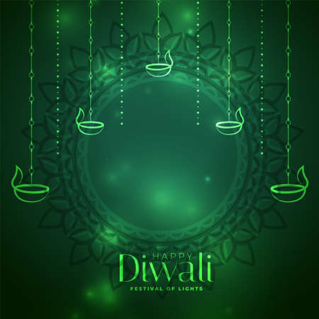 shiny green diwali festival decorative card designのイラスト素材