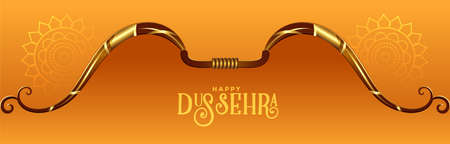 Happy dussehra festival celebration banner with bow