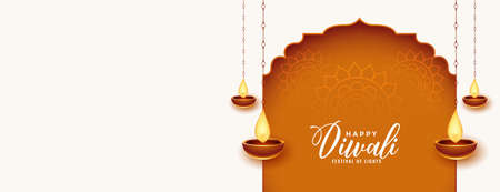 happy diwali indian style festival banner designのイラスト素材