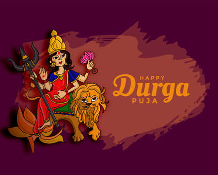 durga pooja navratri festival wishes card designのイラスト素材