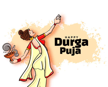 happy durga pooja navratri festival card designのイラスト素材