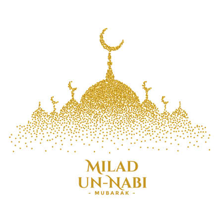 milad un nabi golden sparkles mosque card designのイラスト素材
