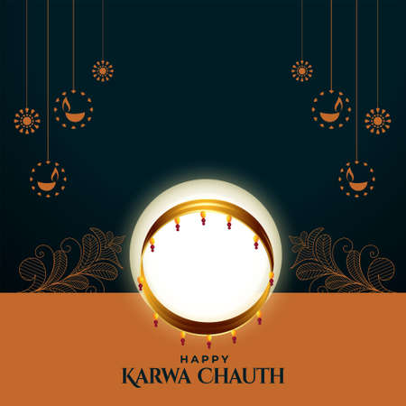 Happy karwa chauth decorative background of traditional indian festivalのイラスト素材